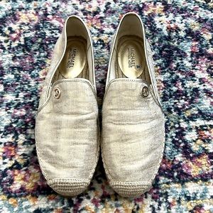 Michael Kors shimmery gold espadrilles